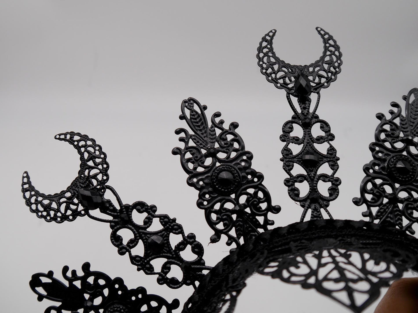 dark Luna gothic Halo ~ Moon Child Headdress ~ Mond Kopfschmuck ~ fantasy ~ costume ~ Elv ~ Elfe ~ Royal ~ Kristall ~ Krone ~ Crown