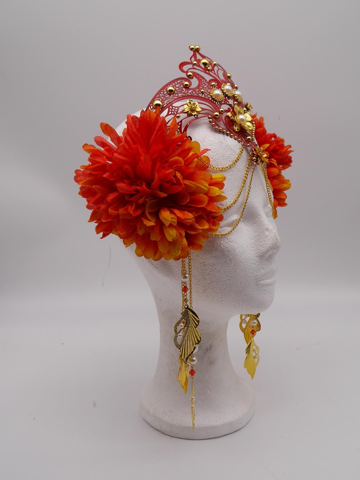 red Romantic fairy headpiece - elv diadem - mystic Crown