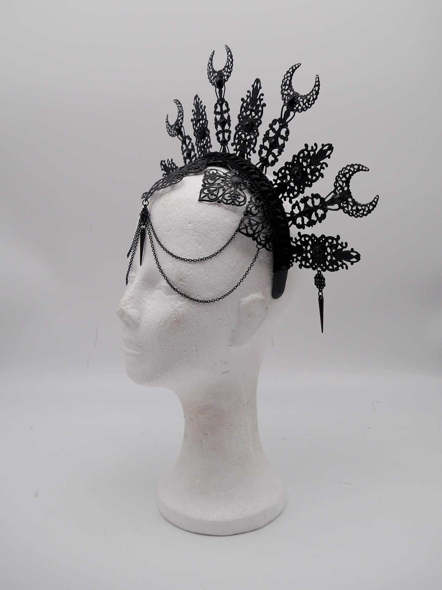 dark Luna gothic Halo ~ Moon Child Headdress ~ Mond Kopfschmuck ~ fantasy ~ costume ~ Elv ~ Elfe ~ Royal ~ Kristall ~ Krone ~ Crown