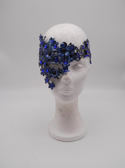 Nyx Mask ~ Dark Flower Headdress ~ Filigree Metal Masquerade Mask (Bridgerton-Inspired) Gothic Filigree Masquerade