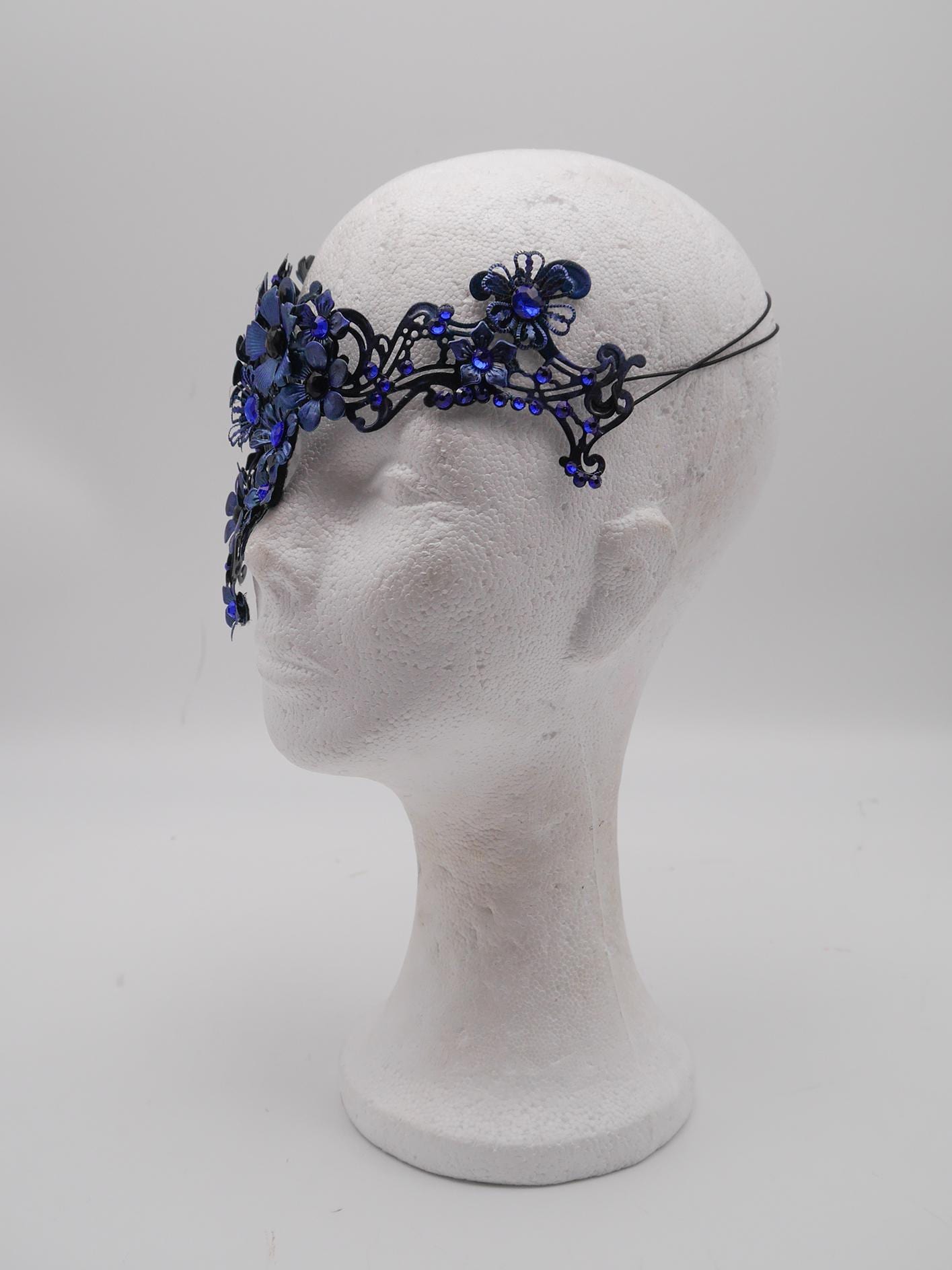 Nyx Mask ~ Dark Flower Headdress ~ Filigree Metal Masquerade Mask (Bridgerton-Inspired) Gothic Filigree Masquerade