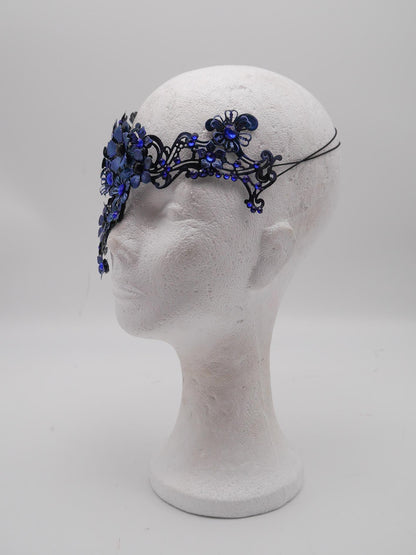 Nyx Mask ~ Dark Flower Headdress ~ Filigree Metal Masquerade Mask (Bridgerton-Inspired) Gothic Filigree Masquerade