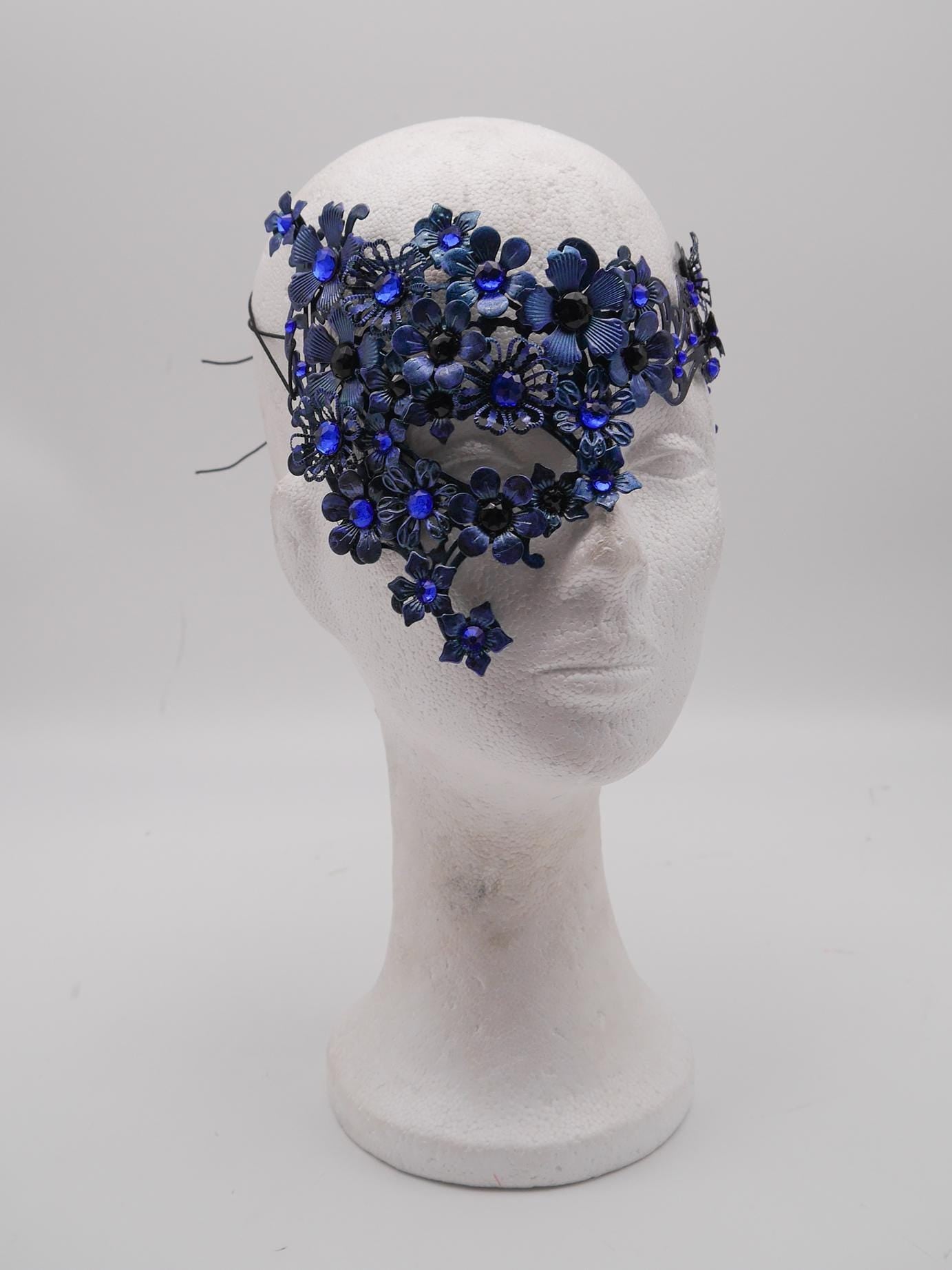 Nyx Mask ~ Dark Flower Headdress ~ Filigree Metal Masquerade Mask (Bridgerton-Inspired) Gothic Filigree Masquerade