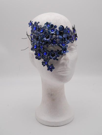 Nyx Mask ~ Dark Flower Headdress ~ Filigree Metal Masquerade Mask (Bridgerton-Inspired) Gothic Filigree Masquerade