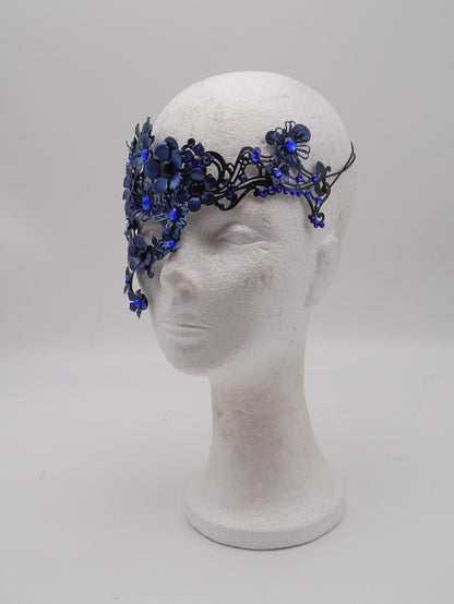Nyx Mask ~ Dark Flower Headdress ~ Filigree Metal Masquerade Mask (Bridgerton-Inspired) Gothic Filigree Masquerade