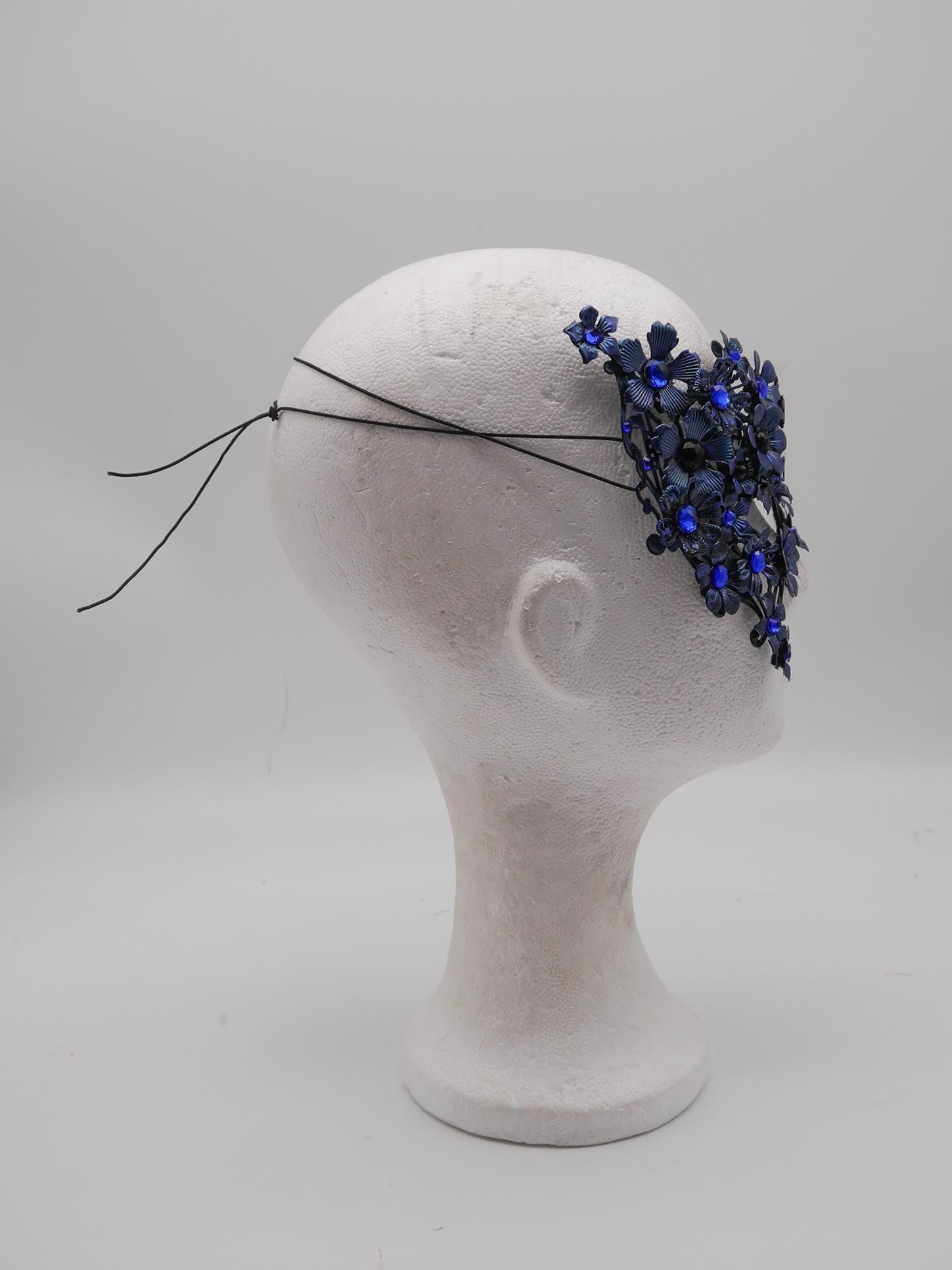 Nyx Mask ~ Dark Flower Headdress ~ Filigree Metal Masquerade Mask (Bridgerton-Inspired) Gothic Filigree Masquerade