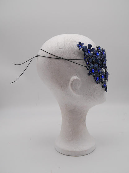 Nyx Mask ~ Dark Flower Headdress ~ Filigree Metal Masquerade Mask (Bridgerton-Inspired) Gothic Filigree Masquerade
