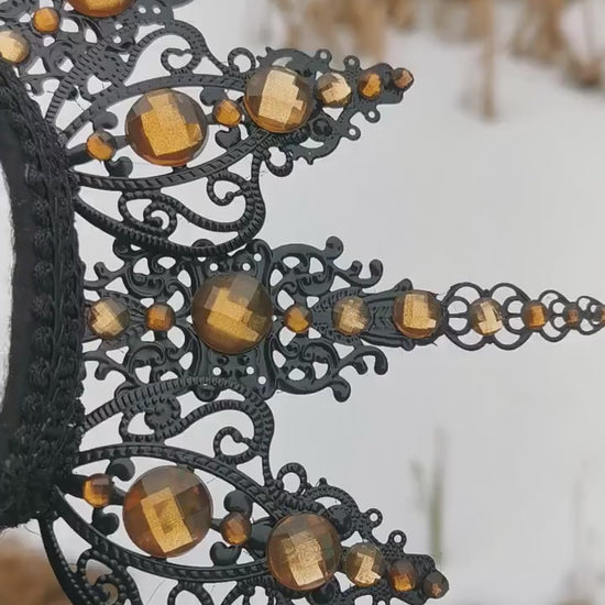 Dark brown gothic Halo - Crown ~ witchy Royal Metal halo ~ Krone ~ Kranz ~ Kopfschmuck ~ Headdress ~ Heiligenschein ~ goth