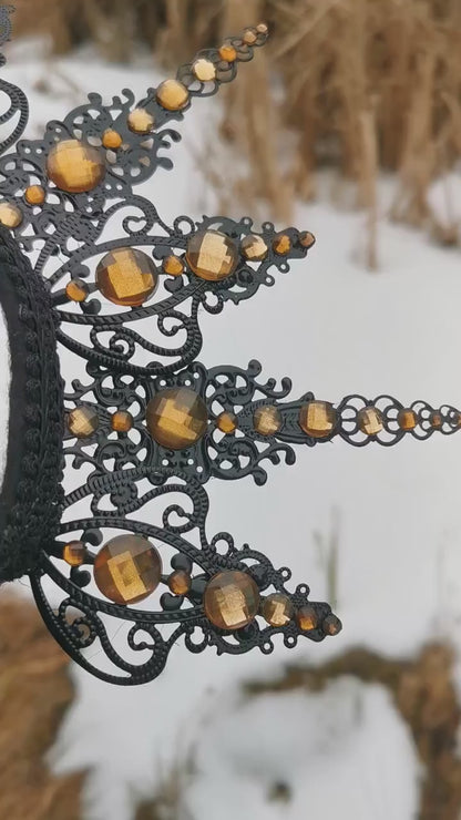 Dark brown gothic Halo - Crown ~ witchy Royal Metal halo ~ Krone ~ Kranz ~ Kopfschmuck ~ Headdress ~ Heiligenschein ~ goth