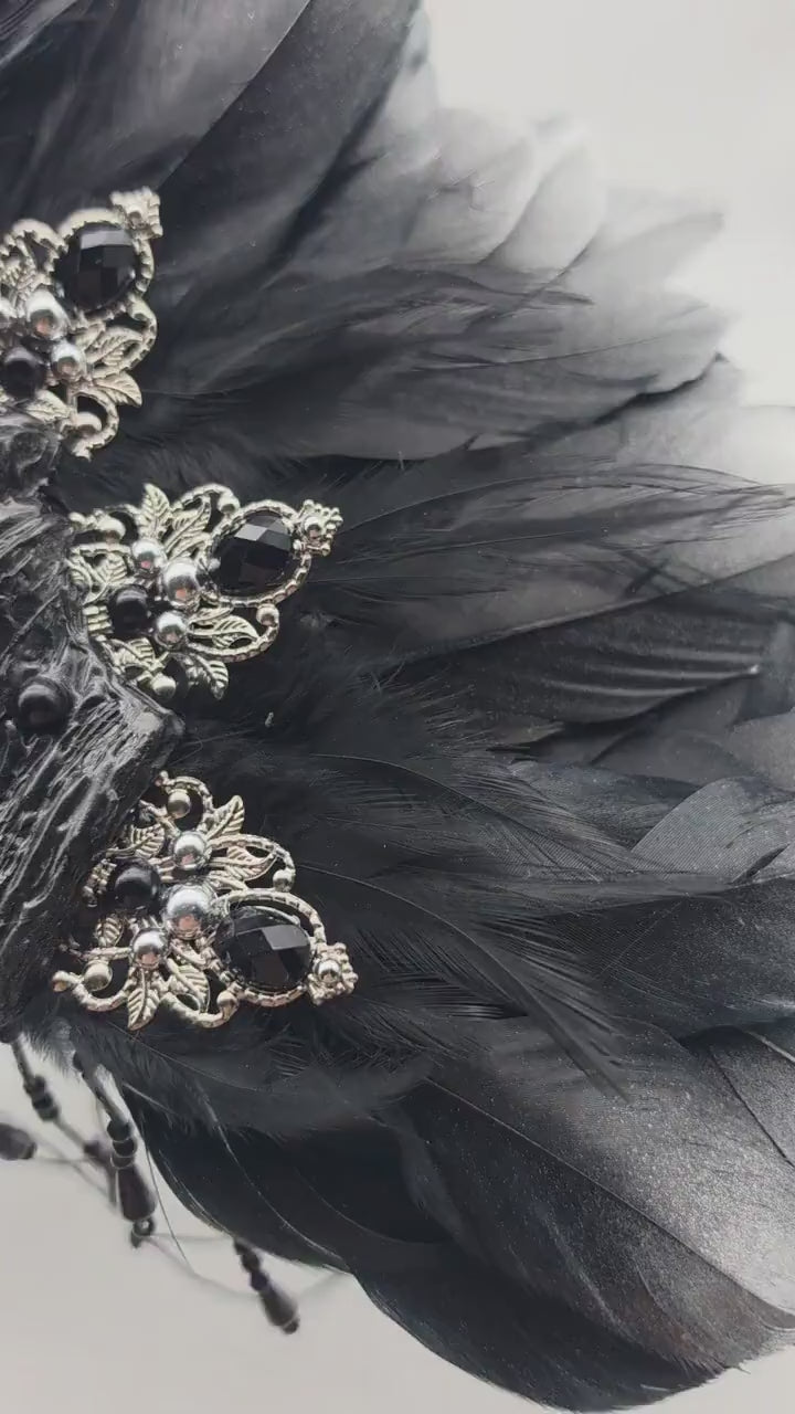 Raven Mask ~ Crow ~ Rabe ~ Vogel ~ Maske ~ Headdress ~ Headpiece ~ Skull - Bones ~ festival ~ Kopfschmuck ~ Teufel