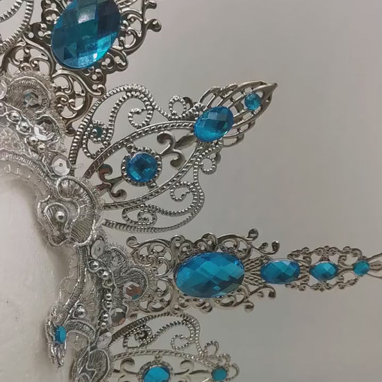 silver blue ice shine Halo - winter dream headpiece - Royal gloriole - crown - Krone - Kranz - Heiligenschein - fantasy Headdress - Fee