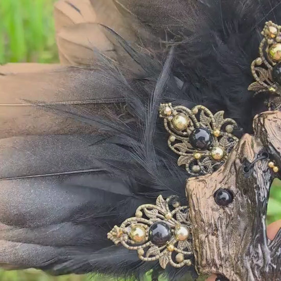 Raven Mask ~ Crow ~ Rabe ~ Vogel ~ Maske ~ Headdress ~ Headpiece ~ Skull - Bones ~ festival ~ Kopfschmuck ~ Teufel