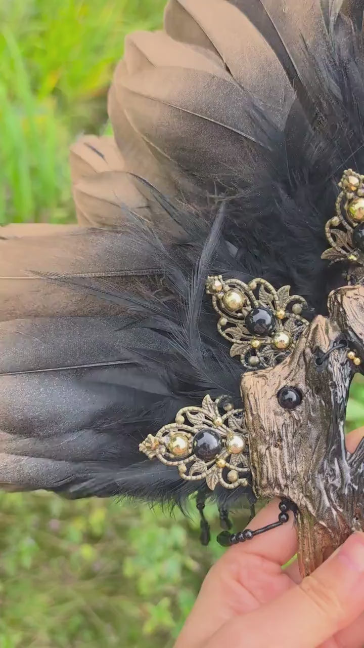 Raven Mask ~ Crow ~ Rabe ~ Vogel ~ Maske ~ Headdress ~ Headpiece ~ Skull - Bones ~ festival ~ Kopfschmuck ~ Teufel