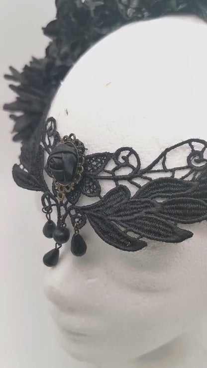 dark Faun Headdress ~ gothic Horns ~ Queen of Darkness ~ goth ~ occult Headpiece