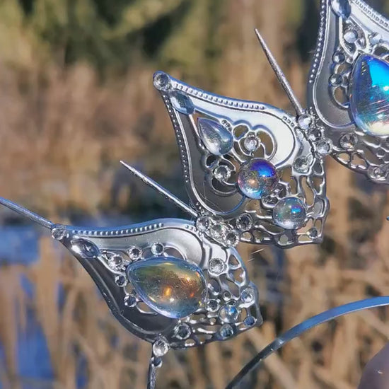 Frozen Light Double Halo - winter dream headpiece - Royal gloriole - crown - Krone - Kranz - Heiligenschein - fantasy Headdress - Fee - Elf