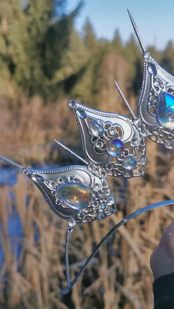 Frozen Light Double Halo - winter dream headpiece - Royal gloriole - crown - Krone - Kranz - Heiligenschein - fantasy Headdress - Fee - Elf