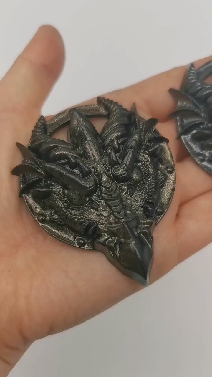 Drachen Amulett Kette ~ black silver Dragon Necklace ~ Fantasy ~ gothic ~ goth ~ witch ~ Resin ~ Geschenk