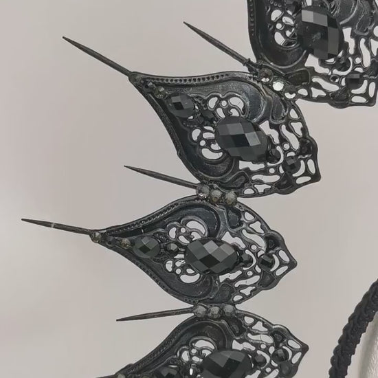 Nocturne Halo ~ Gothic Crown ~ black Royal Metal ~ vampir ~ Krone ~ Kranz ~ Kopfschmuck ~ Headdress ~Heiligenschein ~ Fantasy~ goth