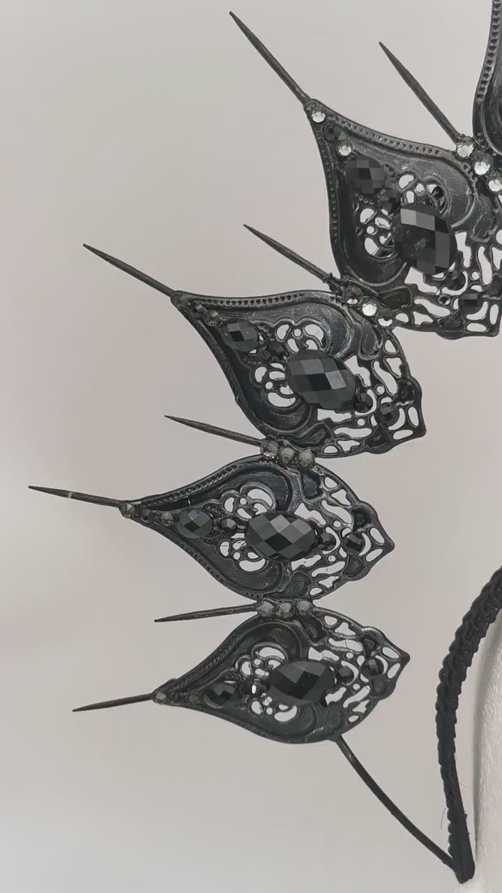 Nocturne Halo ~ Gothic Crown ~ black Royal Metal ~ vampir ~ Krone ~ Kranz ~ Kopfschmuck ~ Headdress ~Heiligenschein ~ Fantasy~ goth