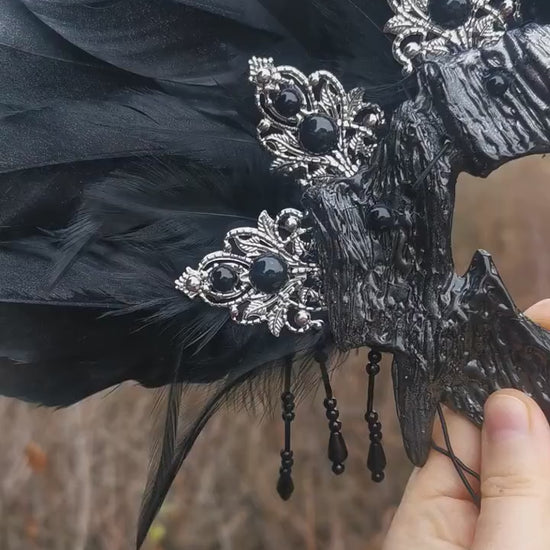 Raven Mask ~ Crow ~ Rabe ~ Vogel ~ Maske ~ Headdress ~ Headpiece ~ Skull - Bones ~ festival ~ Kopfschmuck ~ Teufel