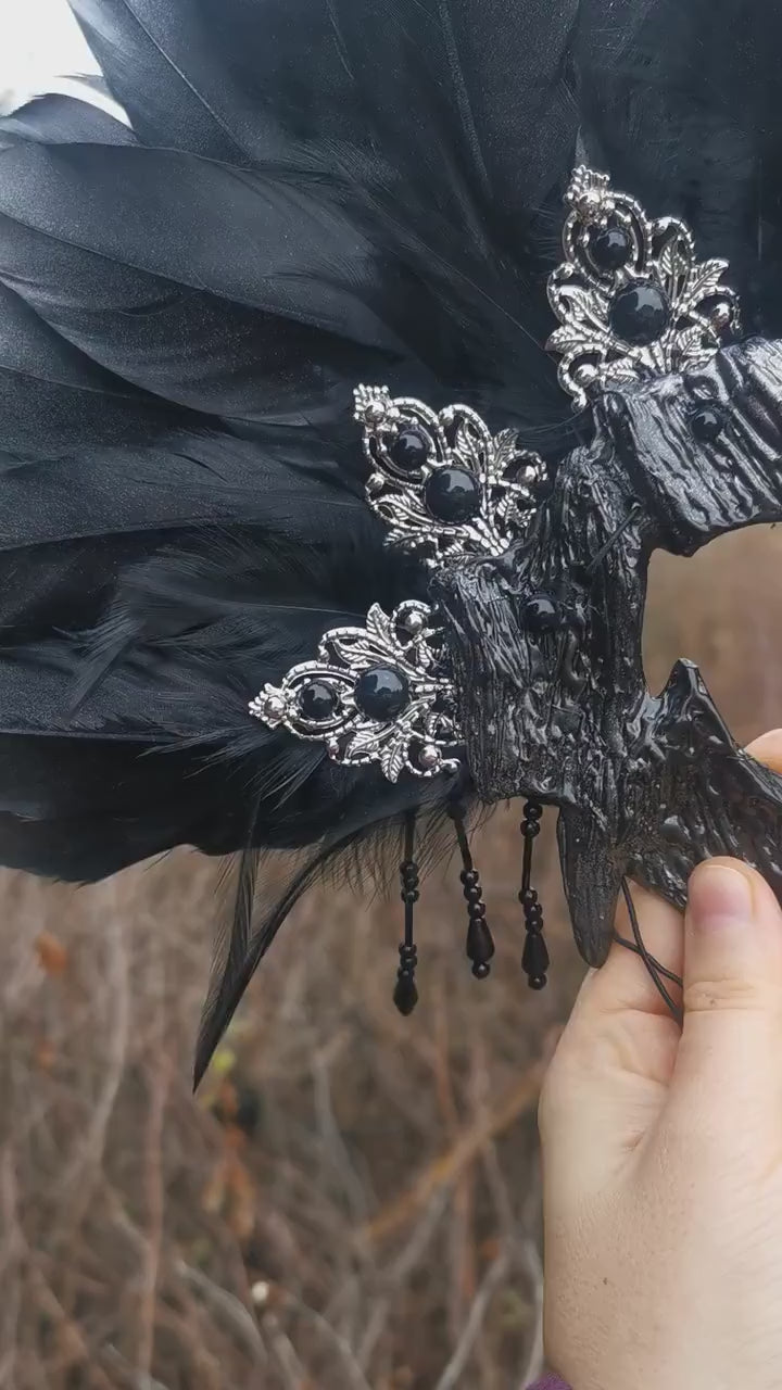 Raven Mask ~ Crow ~ Rabe ~ Vogel ~ Maske ~ Headdress ~ Headpiece ~ Skull - Bones ~ festival ~ Kopfschmuck ~ Teufel