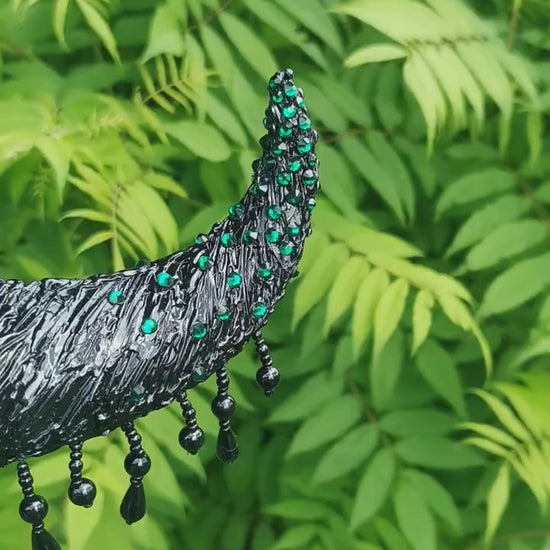 Maleficent Horns – Emerald Noir Collection ~ gothic Hörner ~ Fantasy ~ Kopfschmuck ~ Dämon ~ Hexe ~ Festival ~ occult ~ wicca ~ Maleficent
