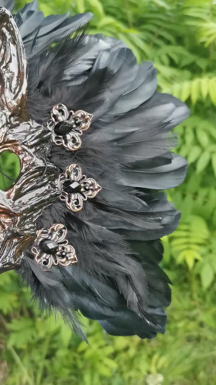Black silber Cat Mask ~ Boho Maske ~ Headdress ~ Headpiece ~ Skull - Bones ~ wolves ~ wolf ~ Kopfschmuck