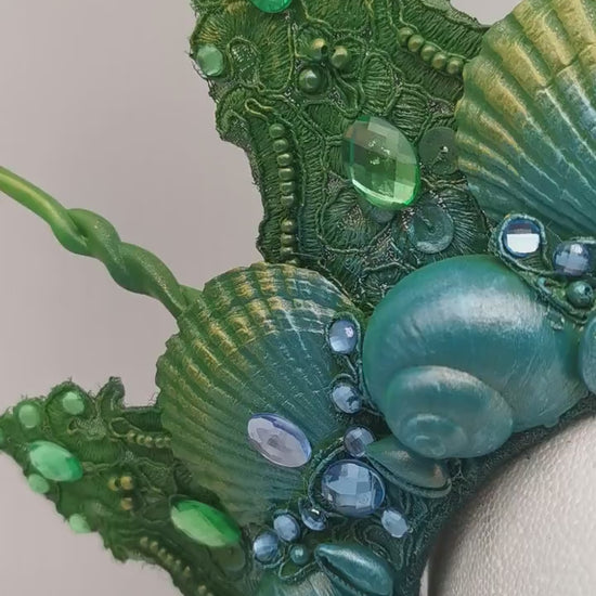 green blue mermaid crown ~ Meerjungfrau Krone ~ Königin ~ Kopfschmuck ~ Sirene ~ Shell ~ Muschlekrone