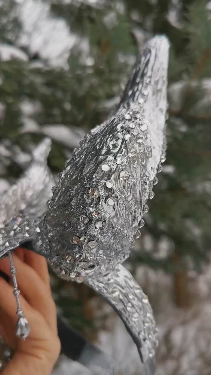 Frozen Light Dragon Headdress ~ winter gothic Horns ~ Ice Queen of Darkness ~ goth ~ occult Headpiece