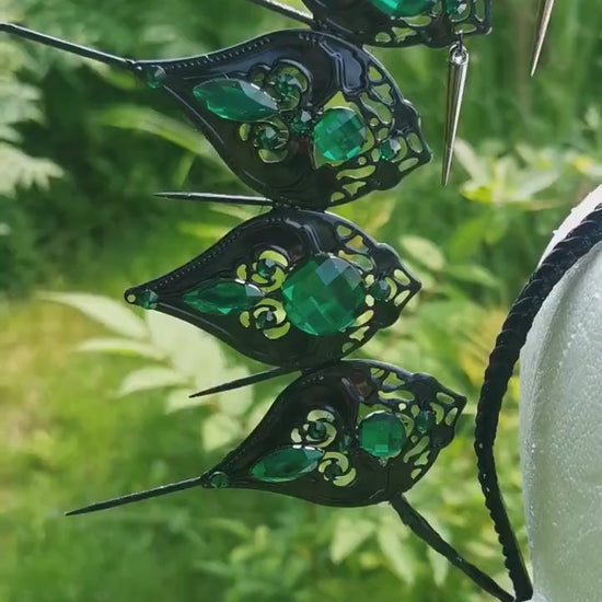 Emerald Noire Gothic Halo ~ Crown ~ black Royal Metal ~ vampir ~ Krone ~ Kranz ~ Kopfschmuck ~ Headdress ~Heiligenschein ~ Fantasy~ goth