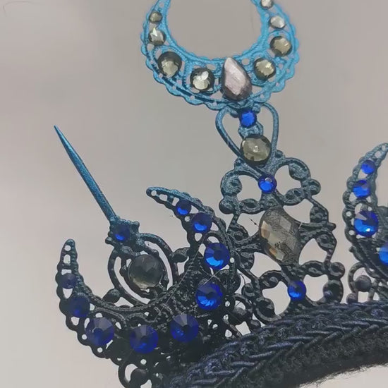 dark Luna Halo ~ Moon Child Headdress ~ Mond Kopfschmuck ~ fantasy ~ gothic ~ costume ~ Elv ~ Elfe ~ Royal ~ Kristall ~ Krone ~ Crown