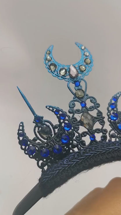 dark Luna Halo ~ Moon Child Headdress ~ Mond Kopfschmuck ~ fantasy ~ gothic ~ costume ~ Elv ~ Elfe ~ Royal ~ Kristall ~ Krone ~ Crown