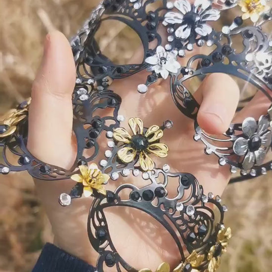 Handmade Victorian Mask – Filigree Metal Masquerade Mask (Bridgerton-Inspired) Gothic Filigree Masquerade